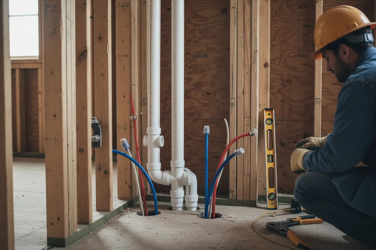 Drain and supply rough-in during Leak Detection in Sadieville